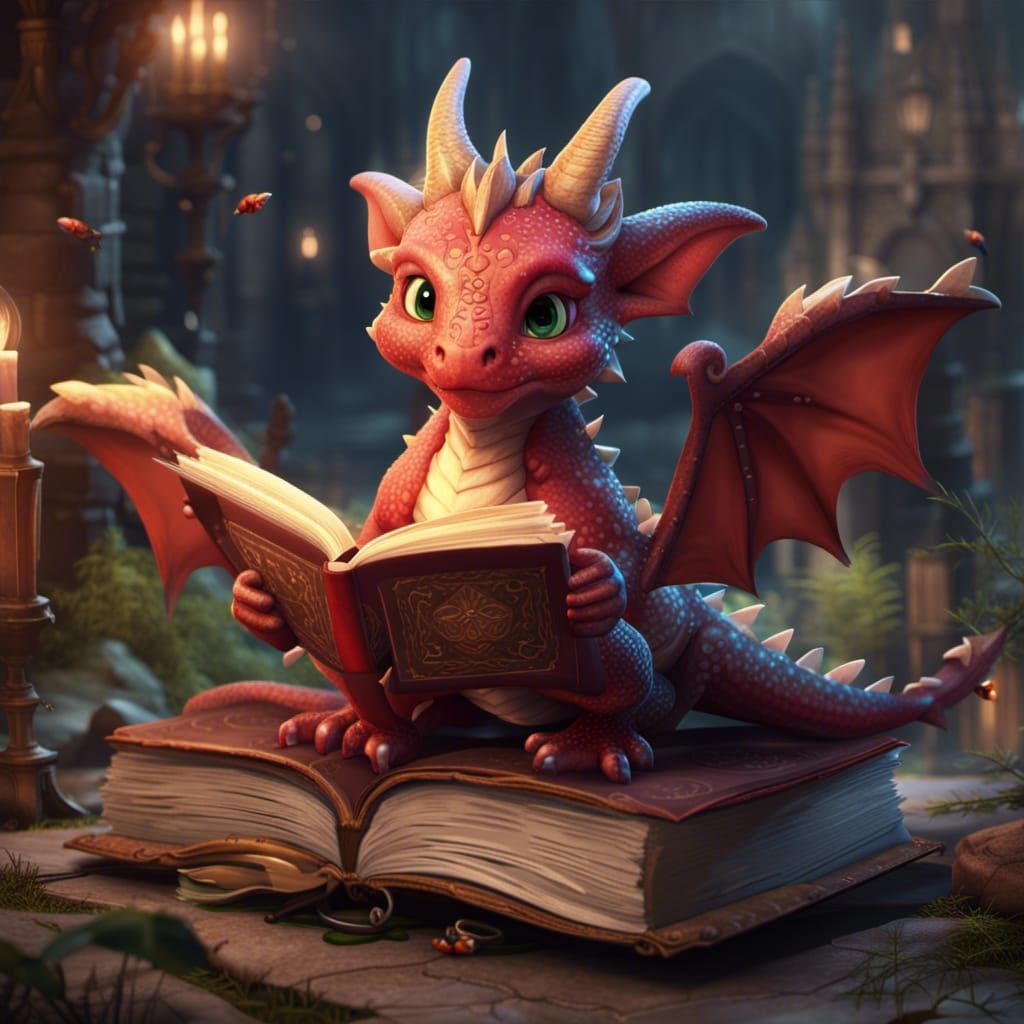 A book wyrm  by @WOLFIE