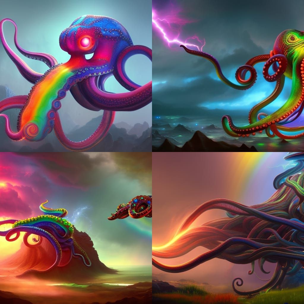 Rainbow lightning octopus