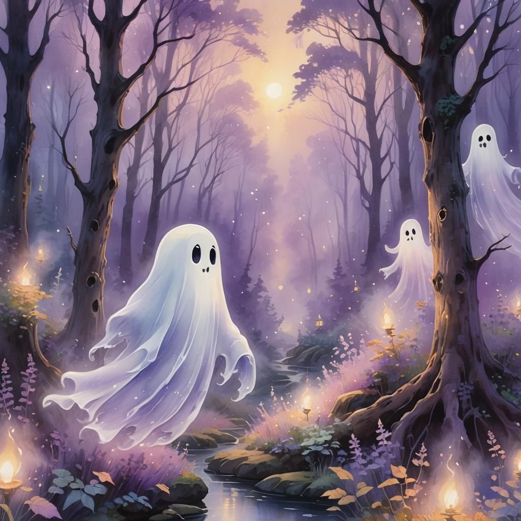 magic cute ghost forest