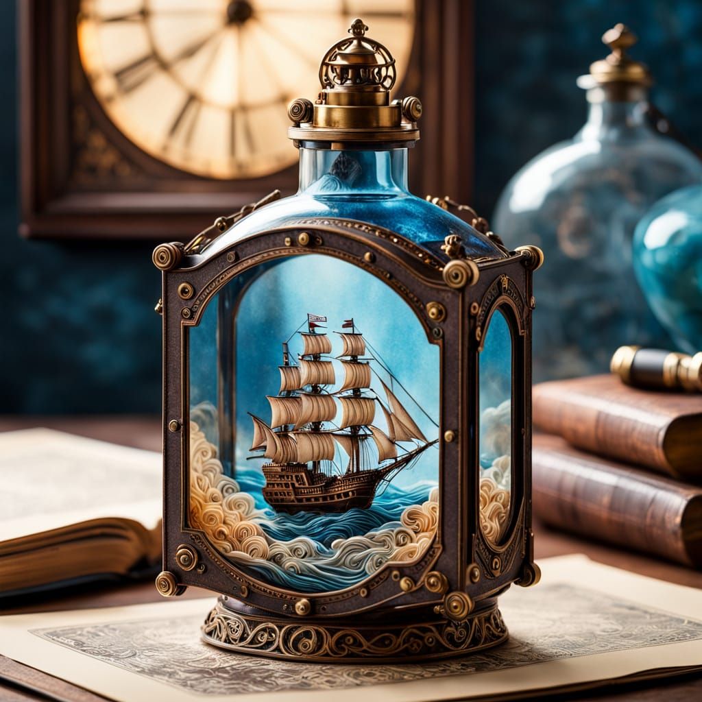 Steampunk Treasure Box in Warm Golden Light