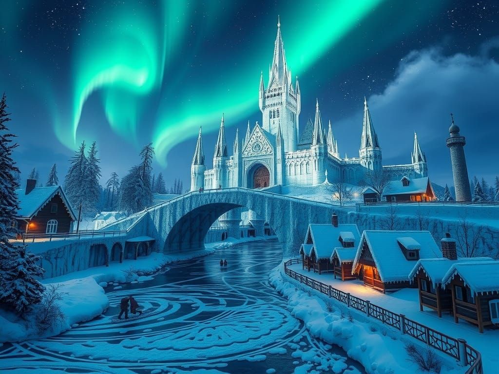 Winter Castle Under Northern Lights  by @Blue Nosed