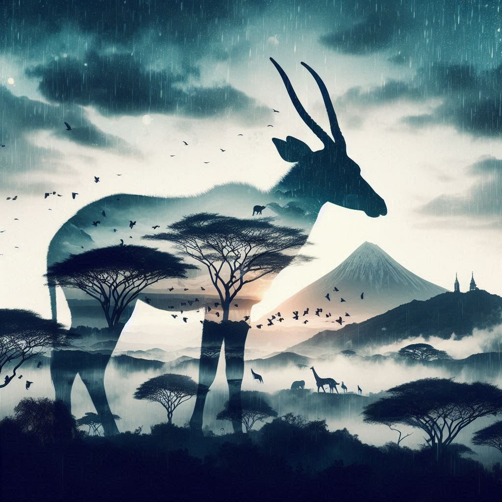 double exposure beautiful fantasy DALL-E 3 portrait landscap...