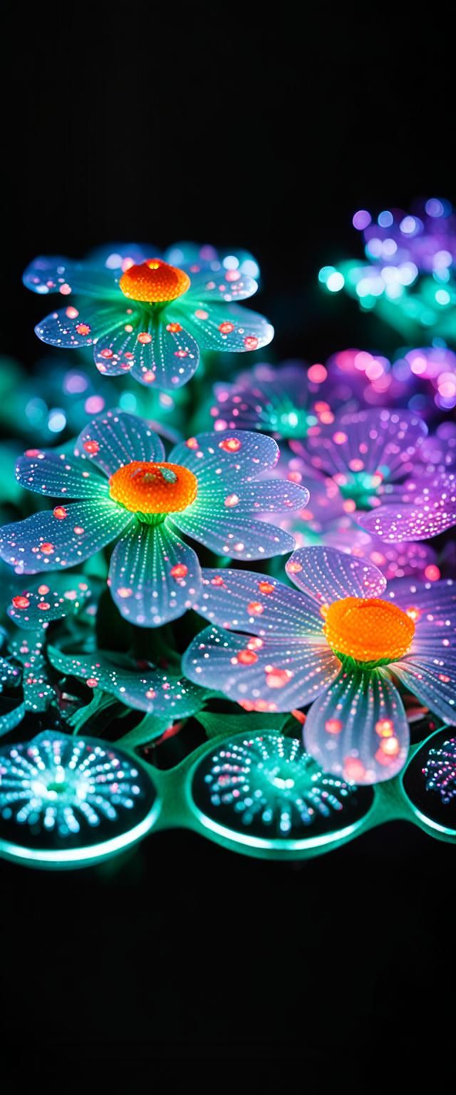 Glowing Plant Bloom in Neon Details