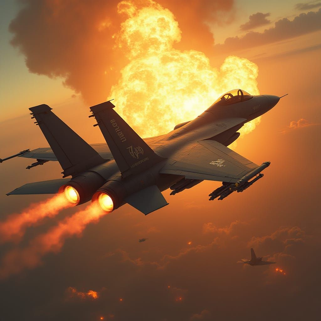 Israeli F-15 Fighter Jet in Futuristic Aerial Strike