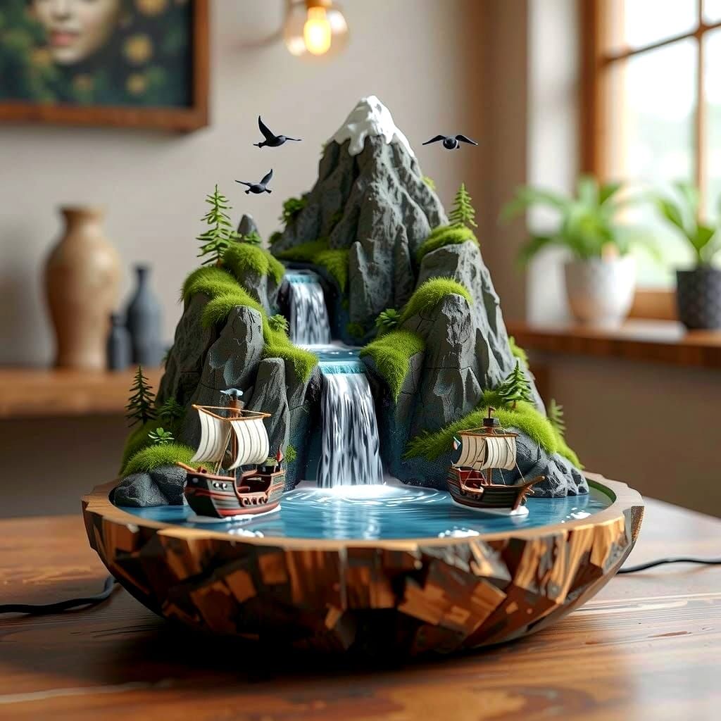 Mountain tabletop fountain  by @forge4ward