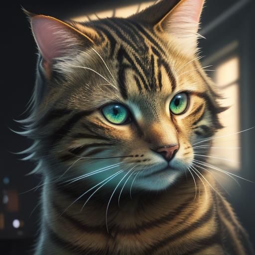 Anime Tabby Cat with Feline Eyes