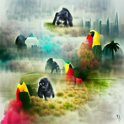 Gorillas In The Mist photoillustration