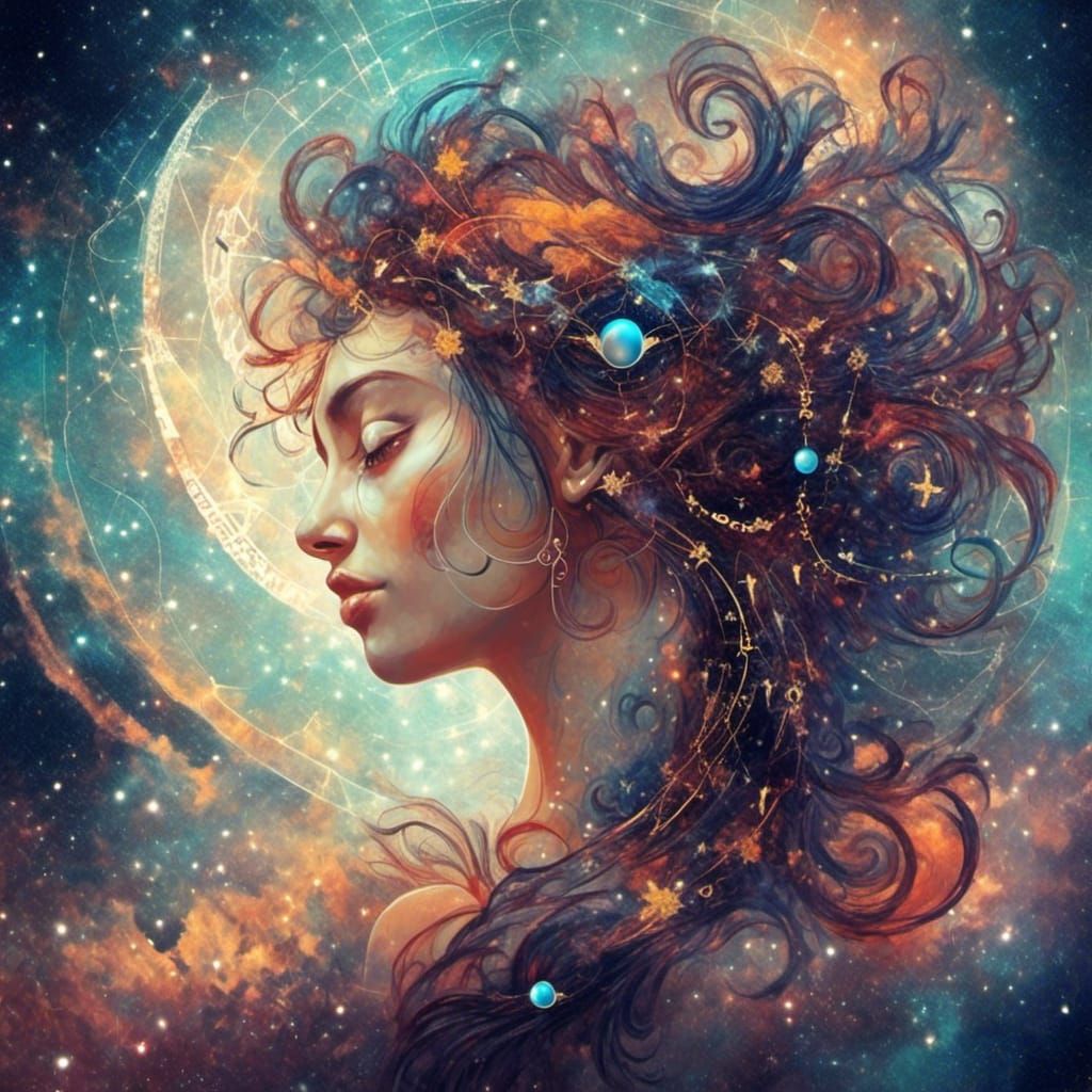 Cosmic Digital Art: Virgo Zodiac Sign