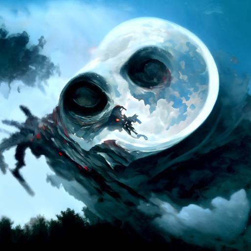 Skeleton moon in the sky