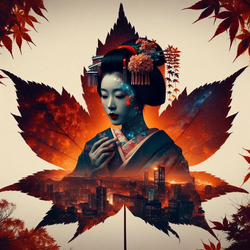 Geisha and maple leaf 🍁