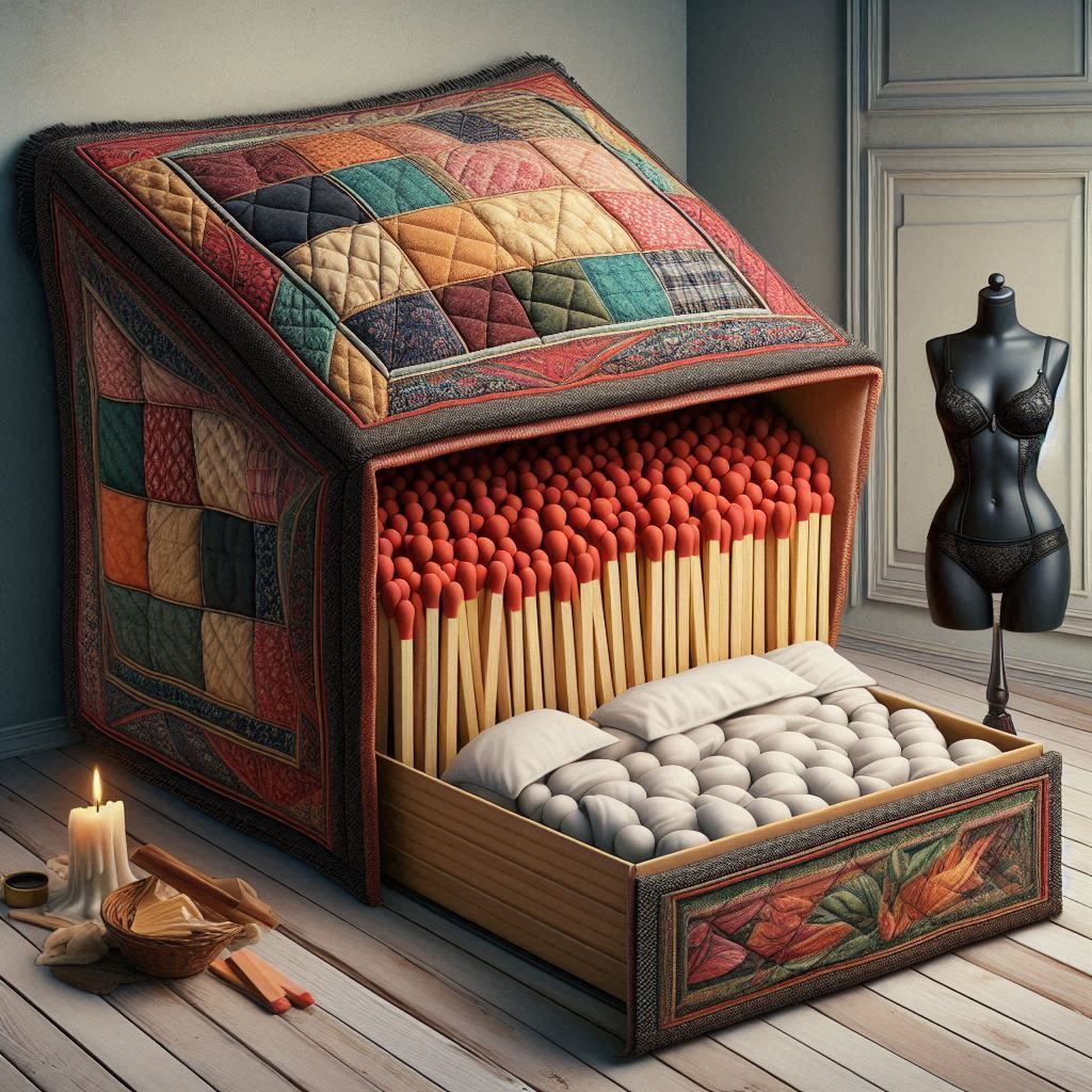 Matchbox bed and mannequin