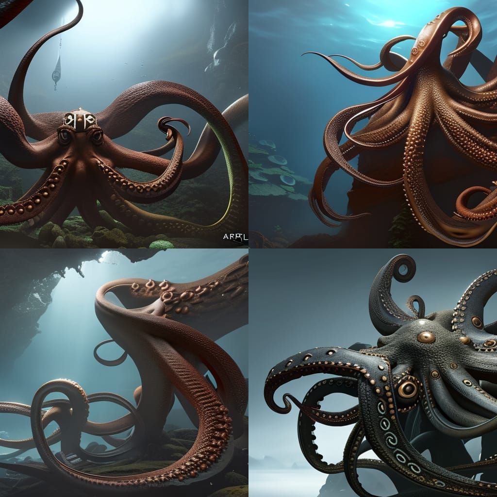 A common octopus wrapped around the letters JH