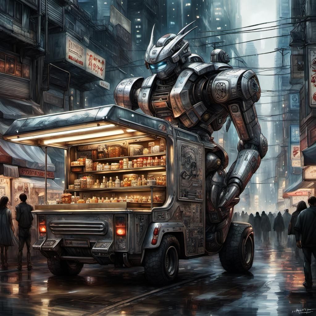 Giant Robot Food Truck III AI Generated Artwork NightCafe Creator