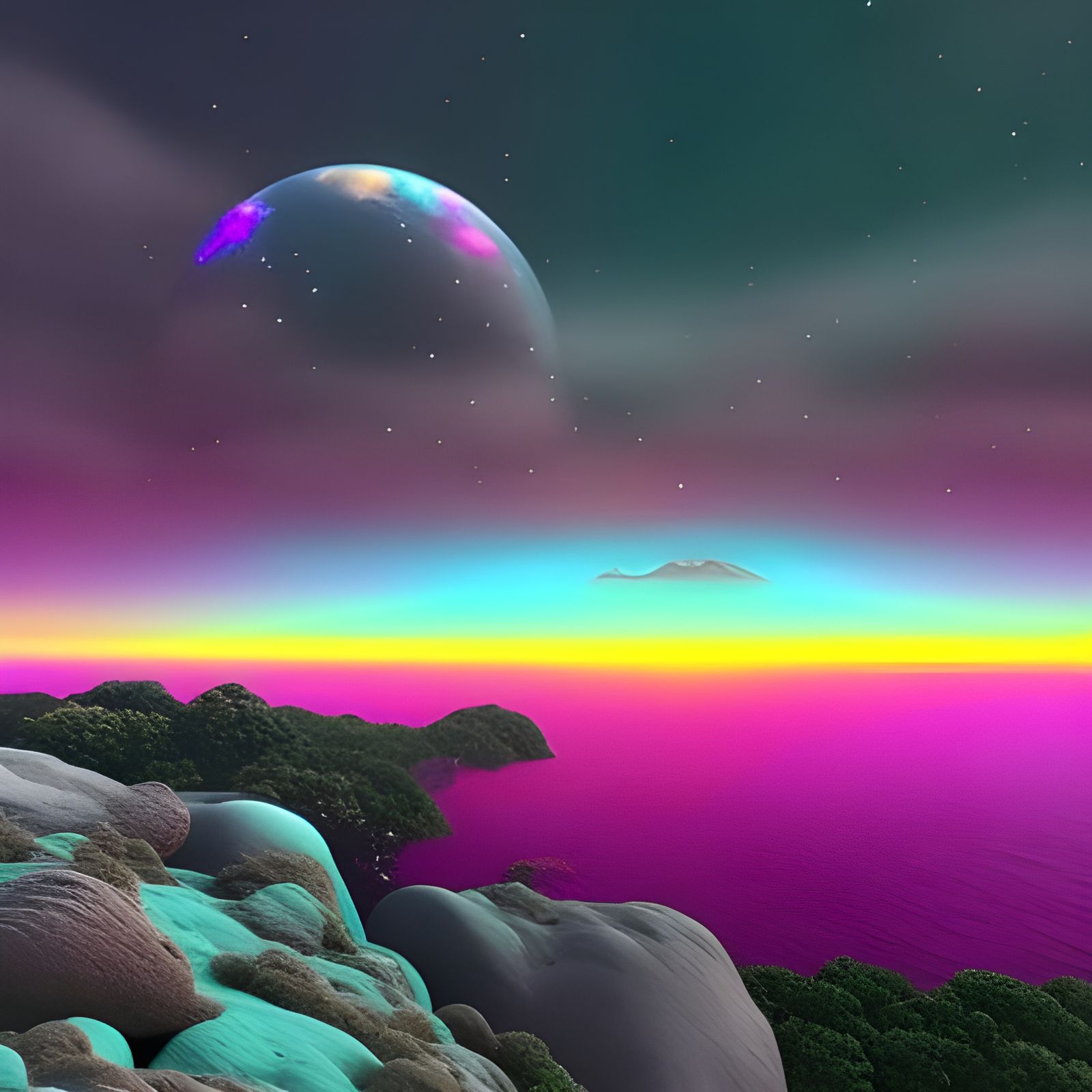 The pink ocean Planet - AI Generated Artwork - NightCafe Creator