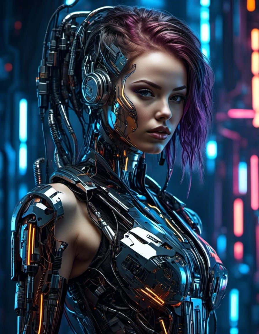 <lora:cybertek:1.0> A gorgeous cyber cyborg android beauty with epic flair in intricate ceramic and digital wired style, holding a lightsabe...