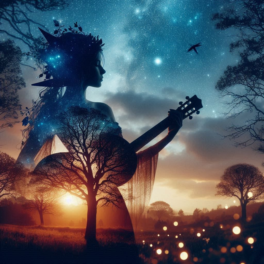 Wood Elf Vixyna playing lute