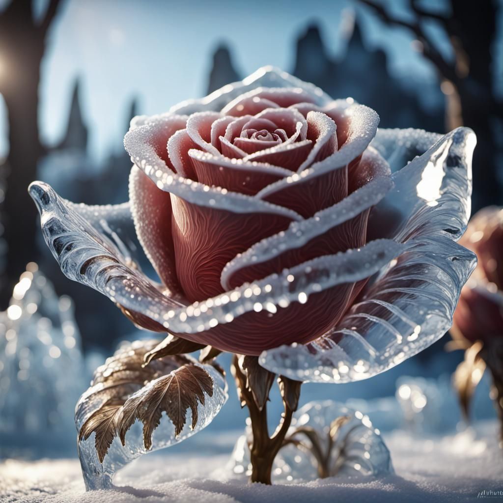 Rose Ice Sculpture - AI Generated Artwork - NightCafe Creator