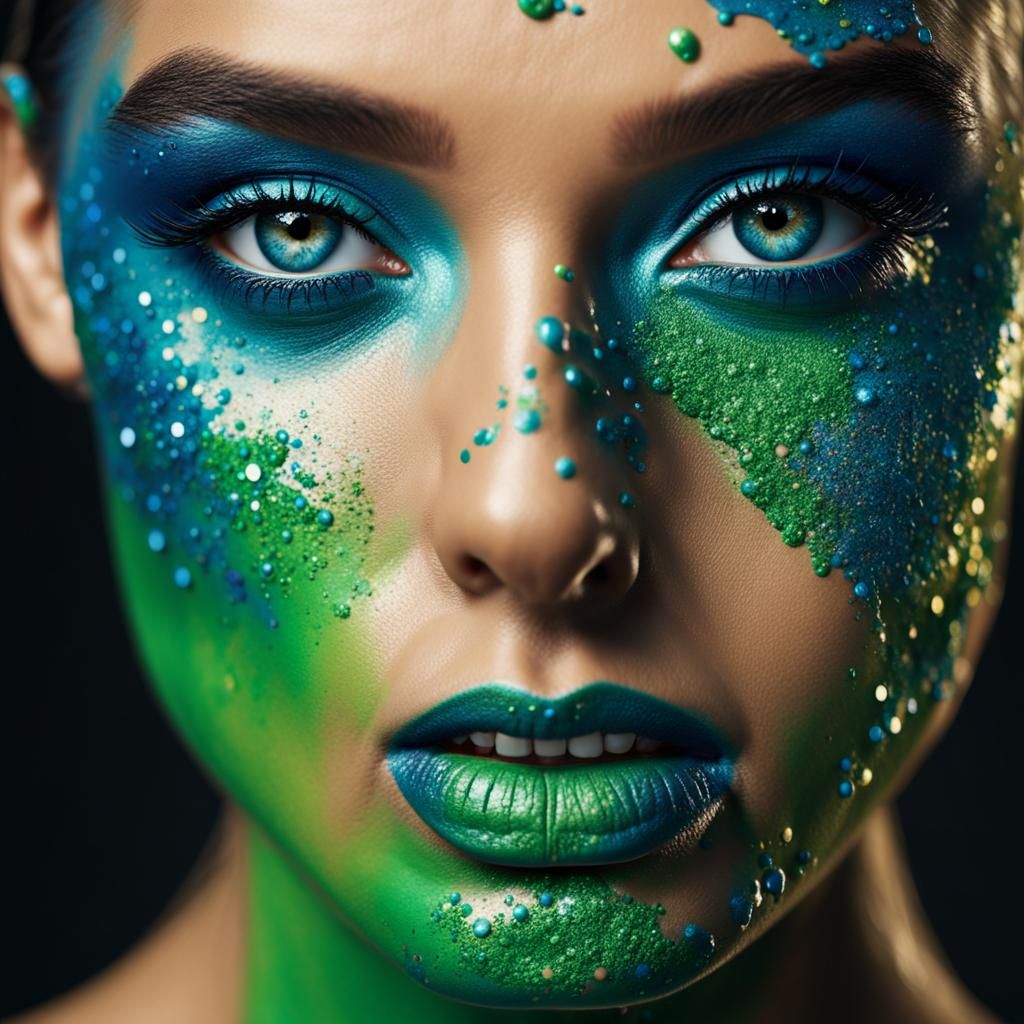BlueGreen Eye Paint AI Generated Artwork NightCafe Creator