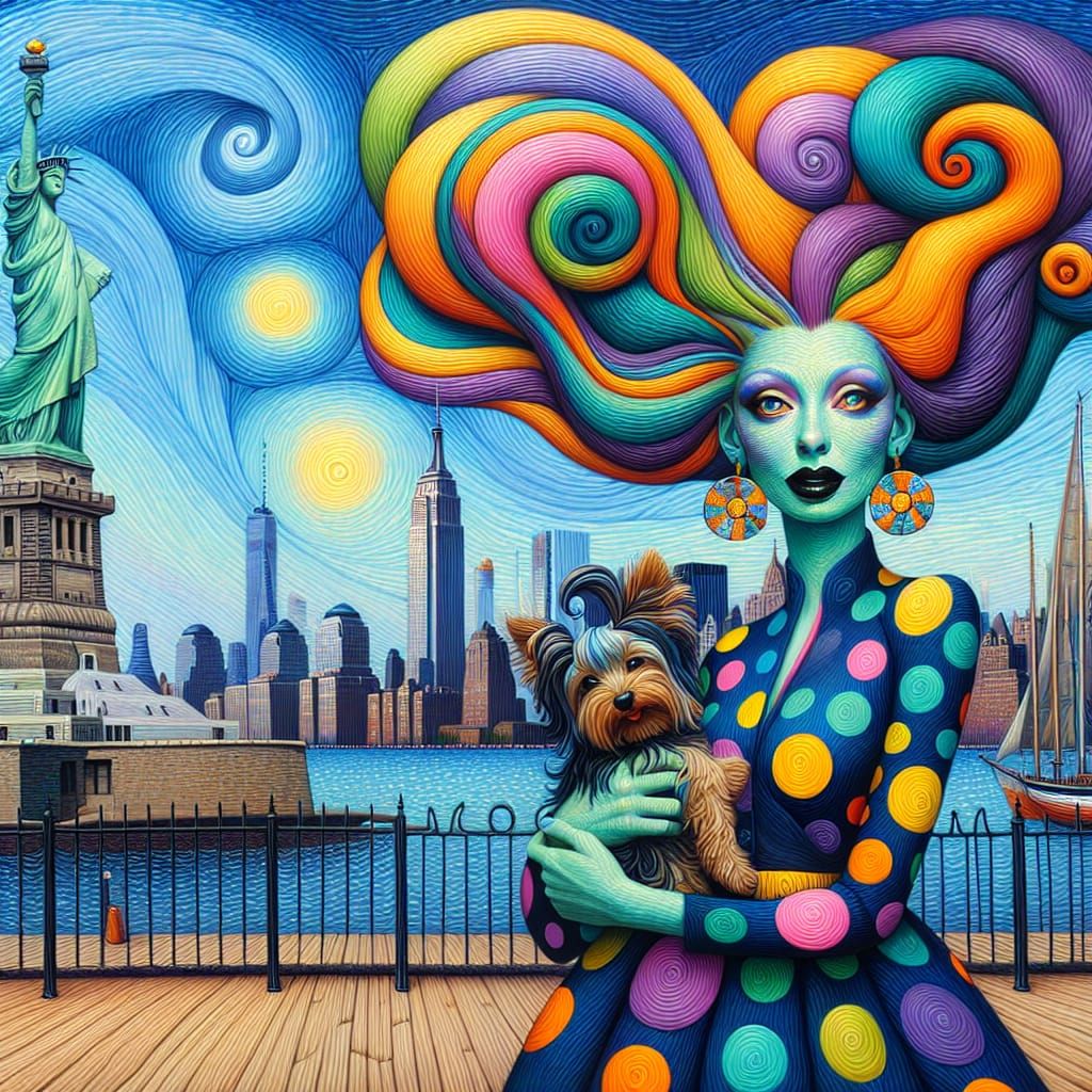 A Starry Night at the Statue of Liberty