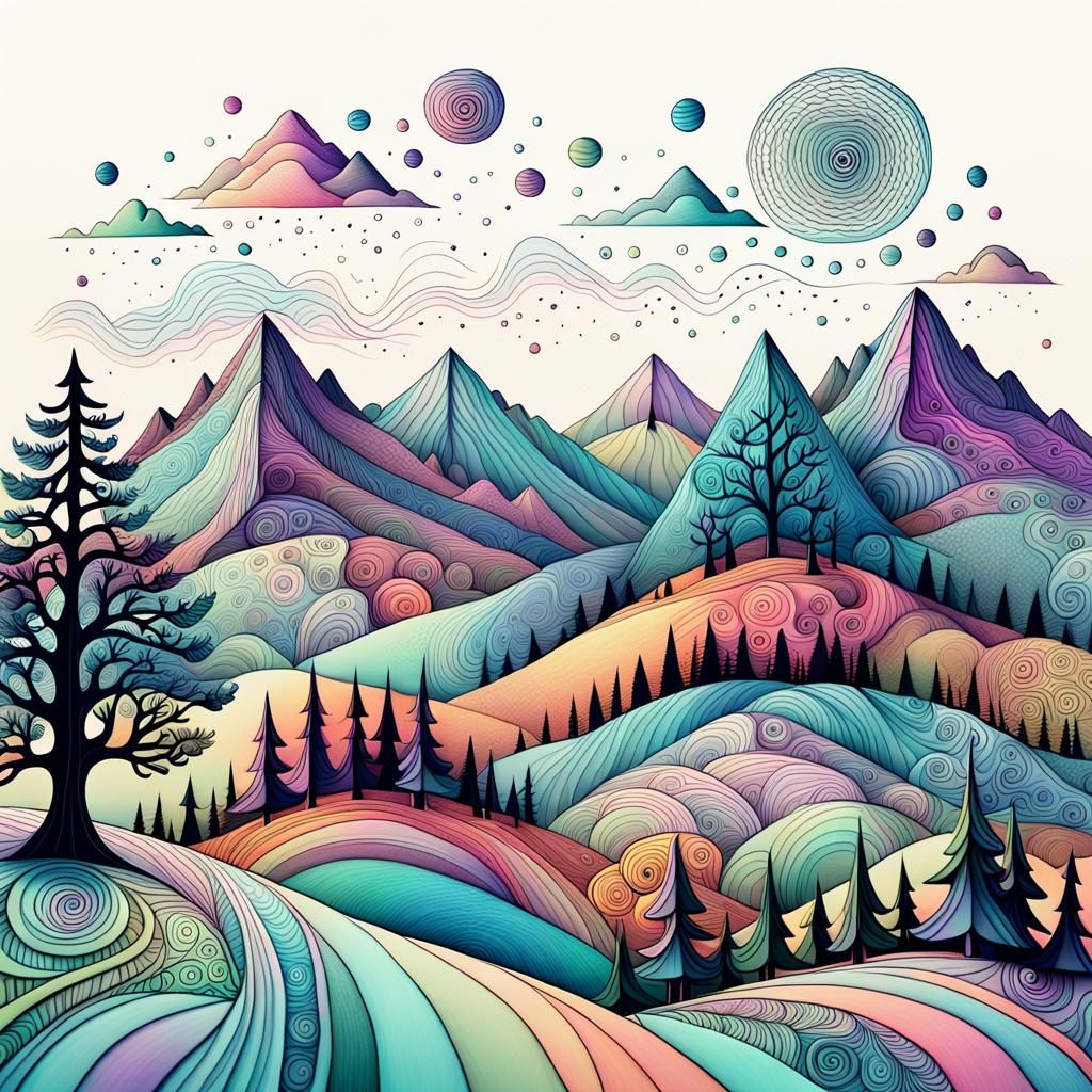 A fantasy landscape Doodle time  by @Michael H