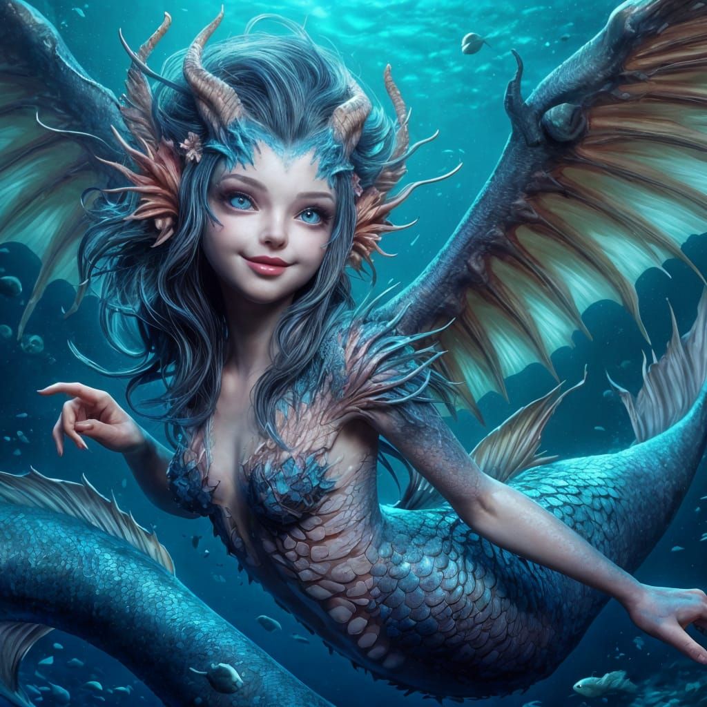 Winged mermaid  by @Stellar