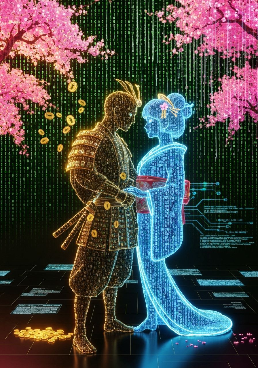 Coded love in a digital landscape   by @Bellemia