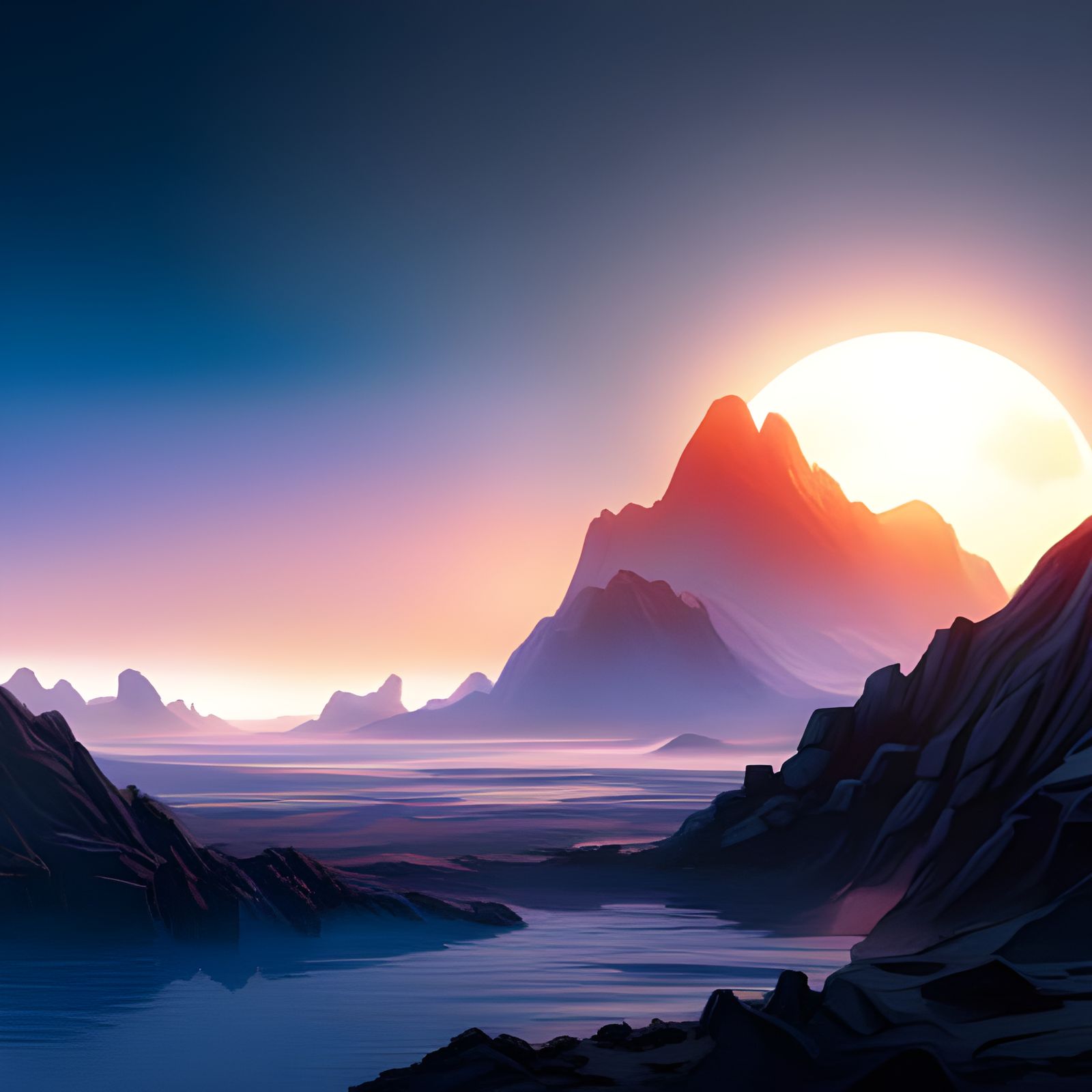 sunrise on scifi planet