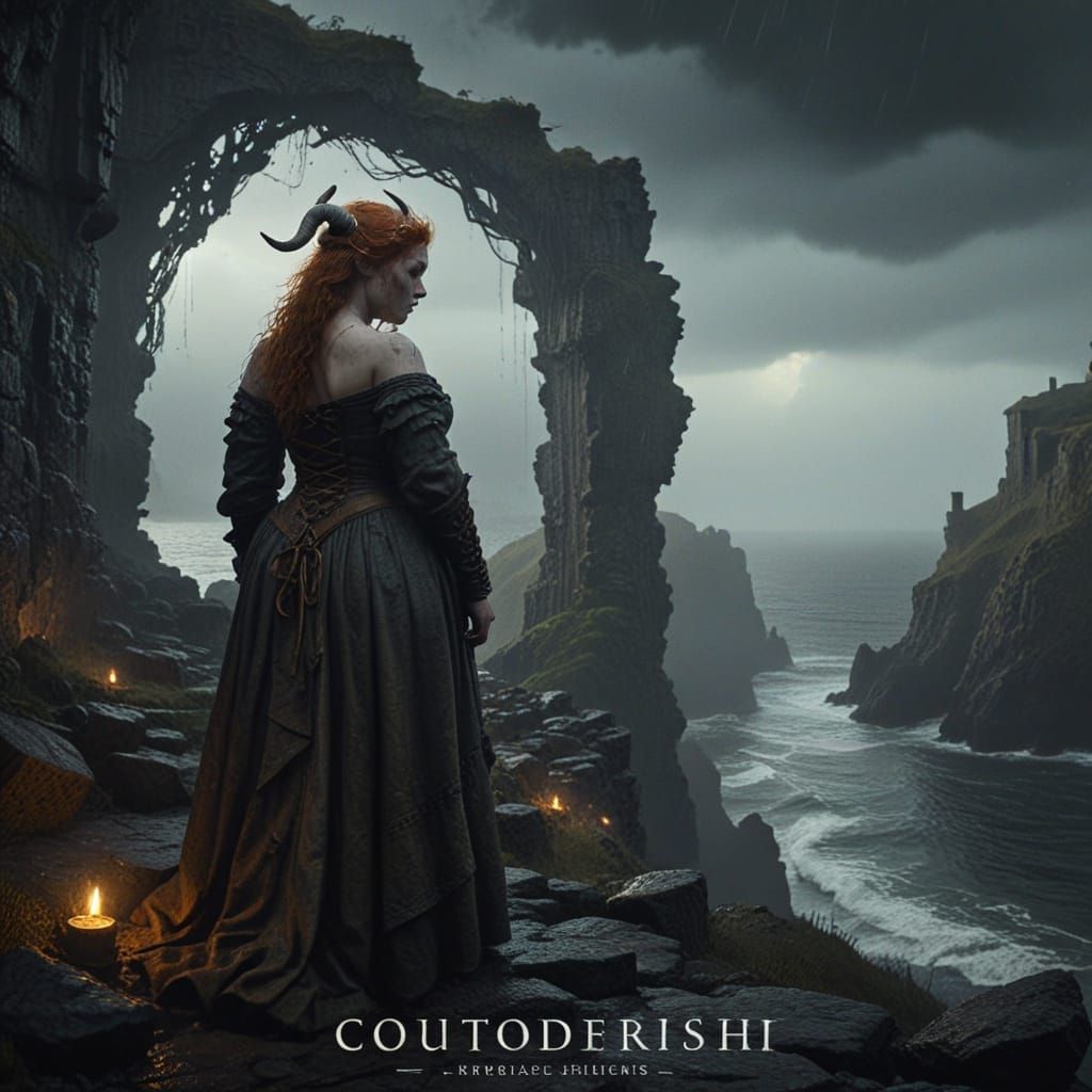 Sensual Medieval Goddess Embracing Gritty Twilight