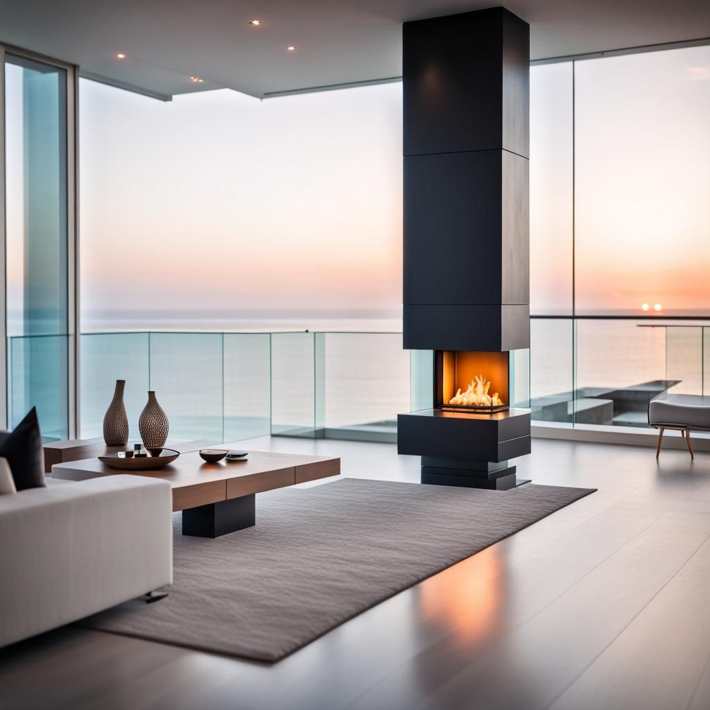Luxury Living Room Ideas Inspired by Stunning Penthouse Designs - Penthouse Apartment With Textured Ceiling And Fireplace