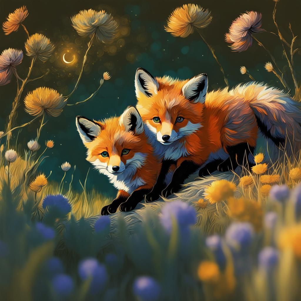 Cuddling baby foxes in the morning sun   by @Farity
