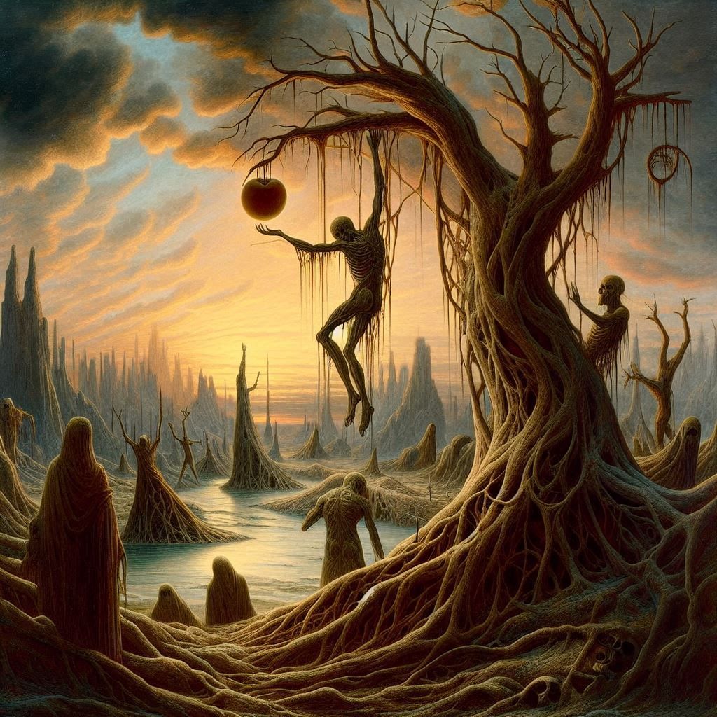 The roots still grasp, though cold and hollowed deep, As time erodes what once was strong, now weak. Like the fruit that...