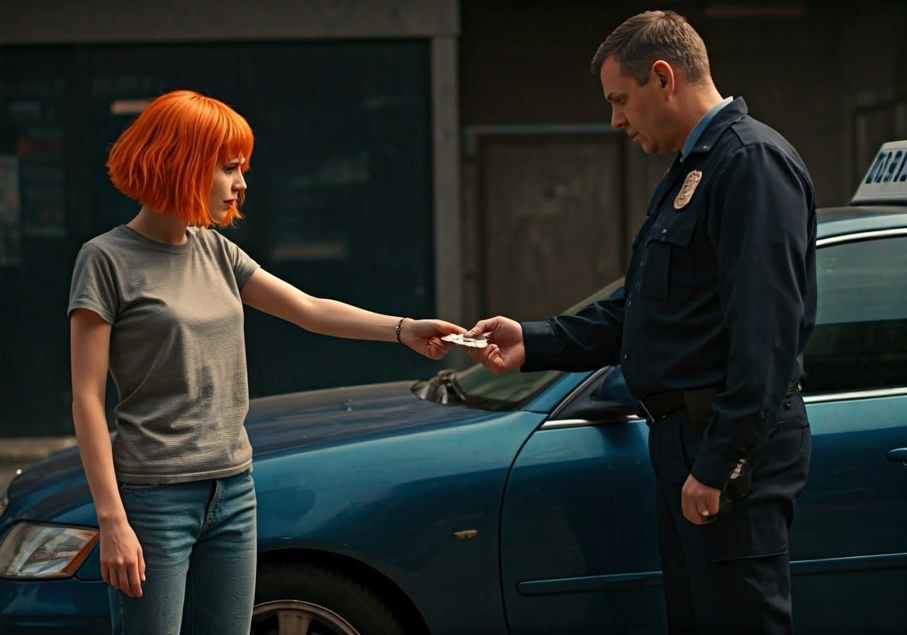 "Leeloo Dallas Multipass"...  "We call it a driver's license ma'am"  by @Swervin Ervin