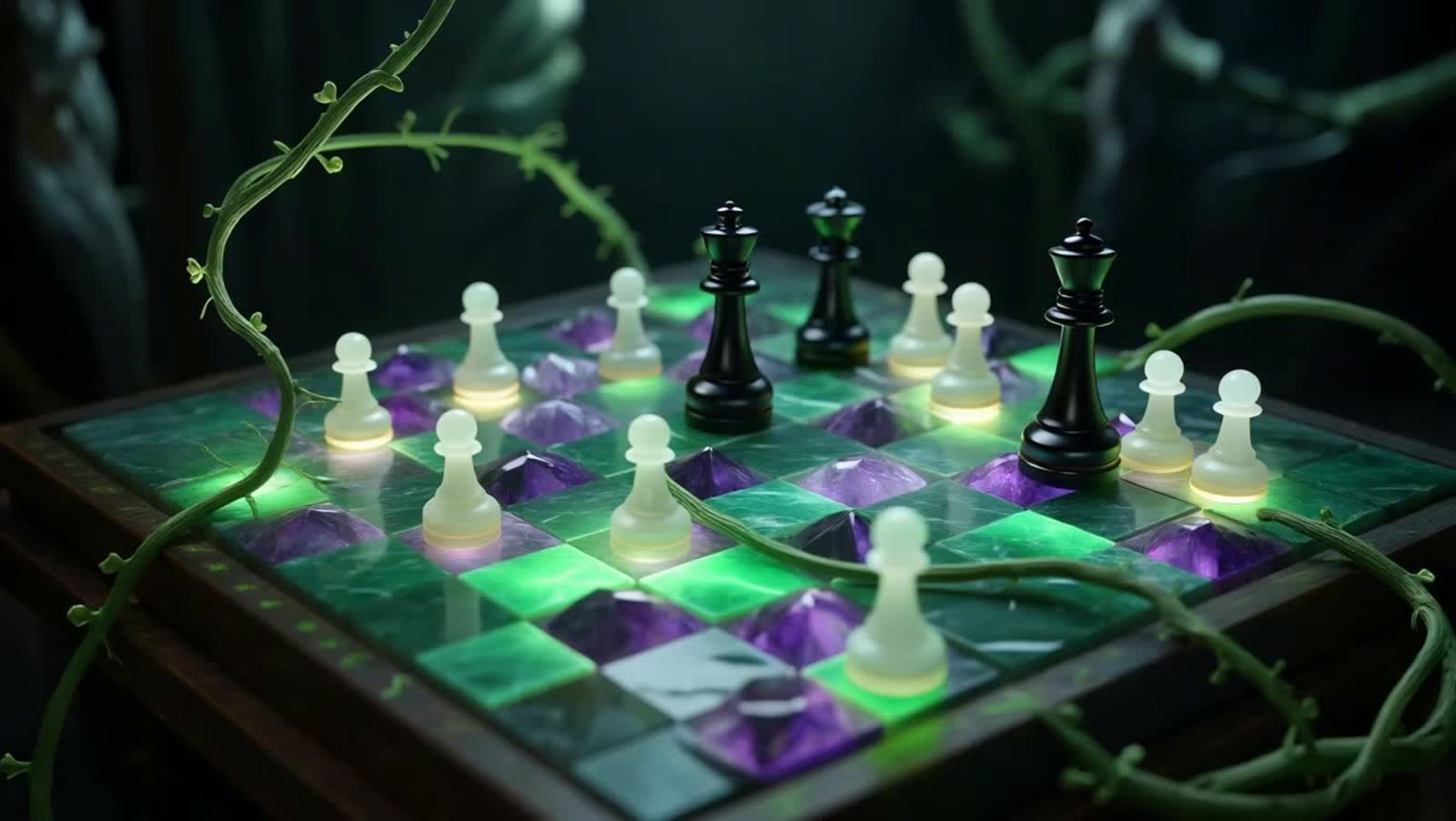 “The Arcane Grow-Op Chessboard”
A mystical cannabis-themed chessboard fully set up for play. Each square glows faintly w...