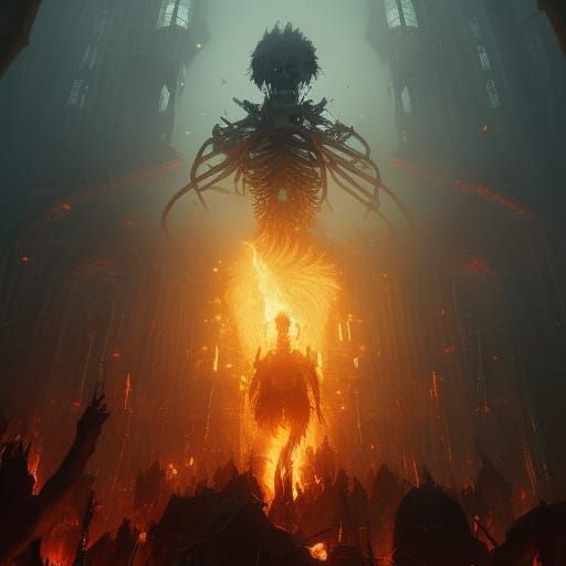 skeleton of fire