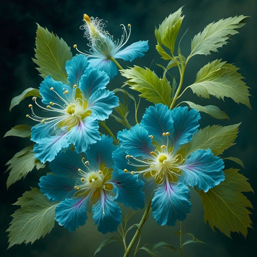 Elegant Flower with Stem and Leaves