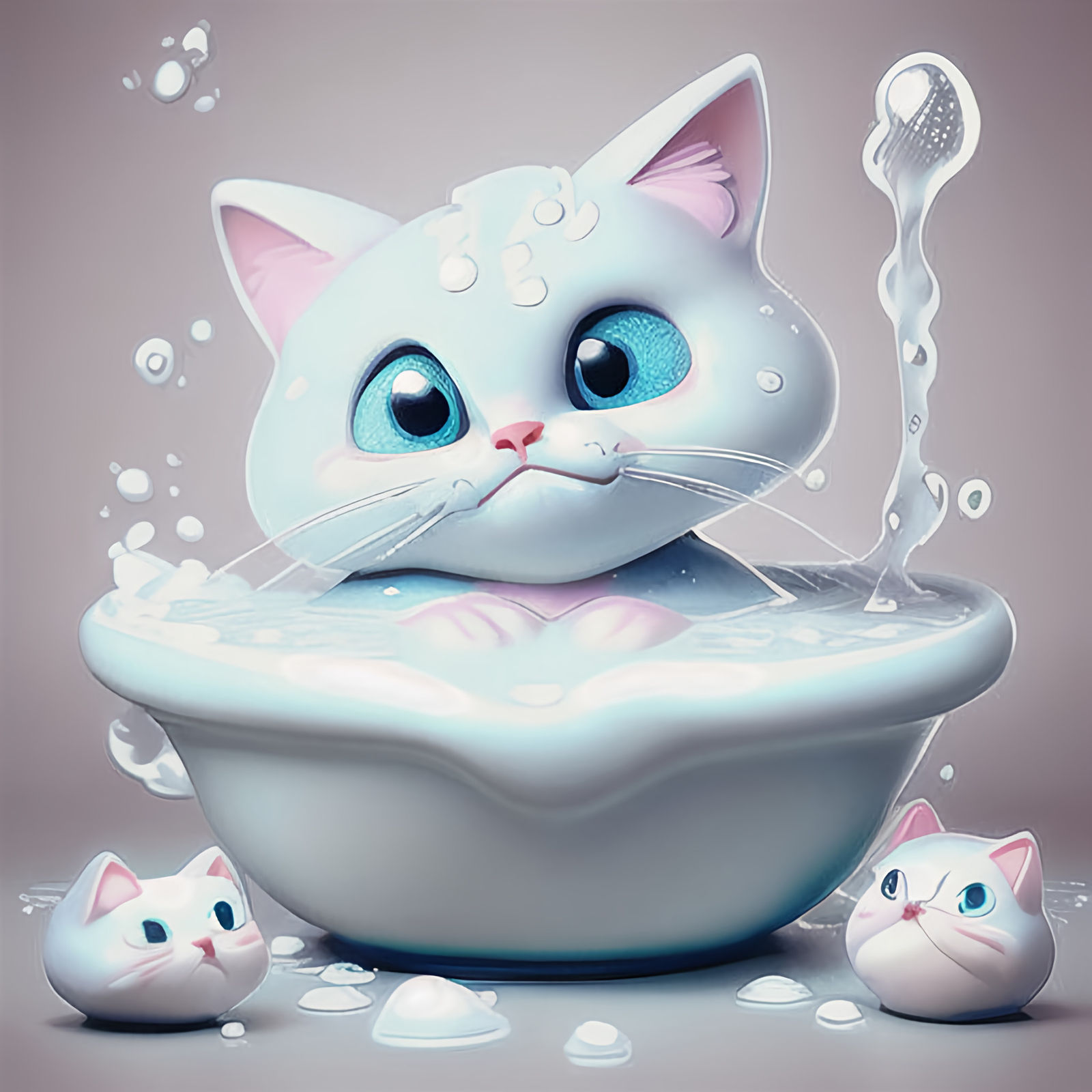 Cat in a bathtub D3