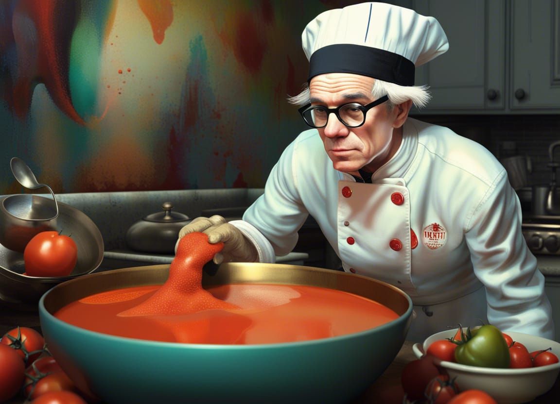 Chef Andy Warhol Perfecting His Tomato Soup Recipe 3 - AI Generated ...