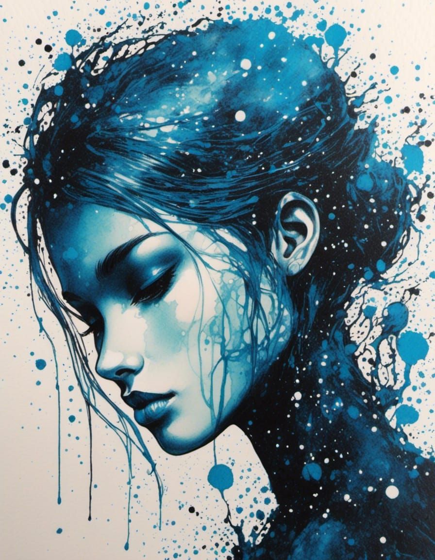 Ethereal, Ink Splatter, Watercolour, Pastel Goth <lora:Gridr...