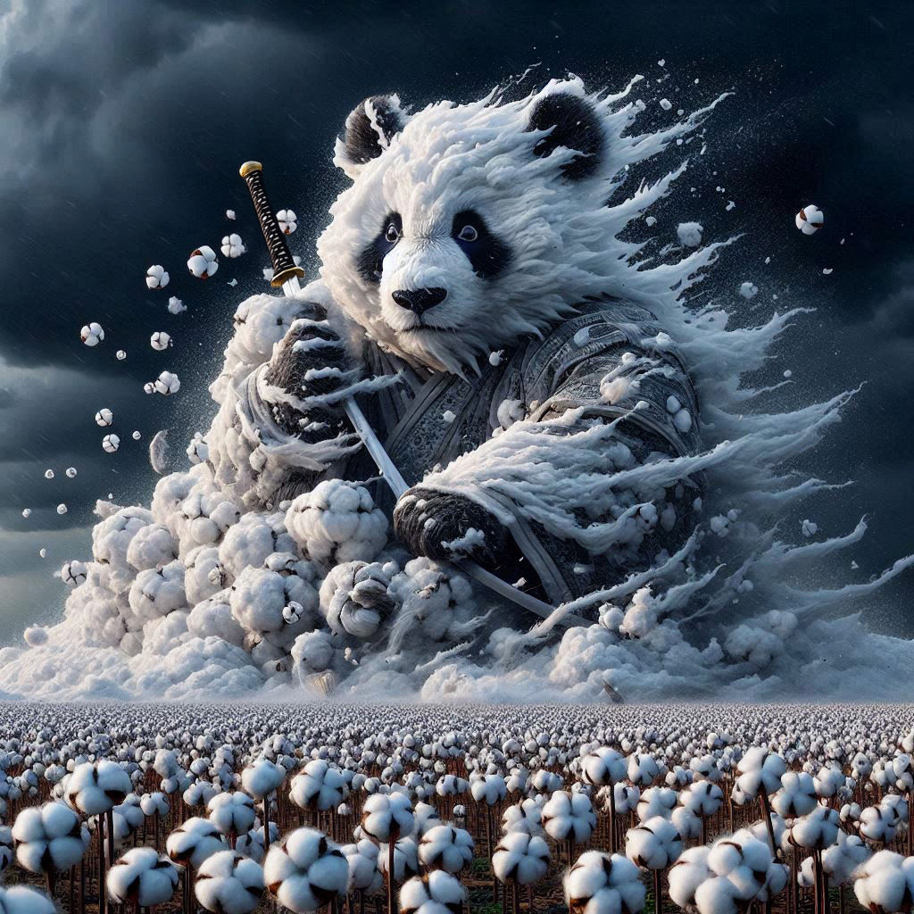 **Samurai Giant Panda in a Cotton field** (correct version!!!!)