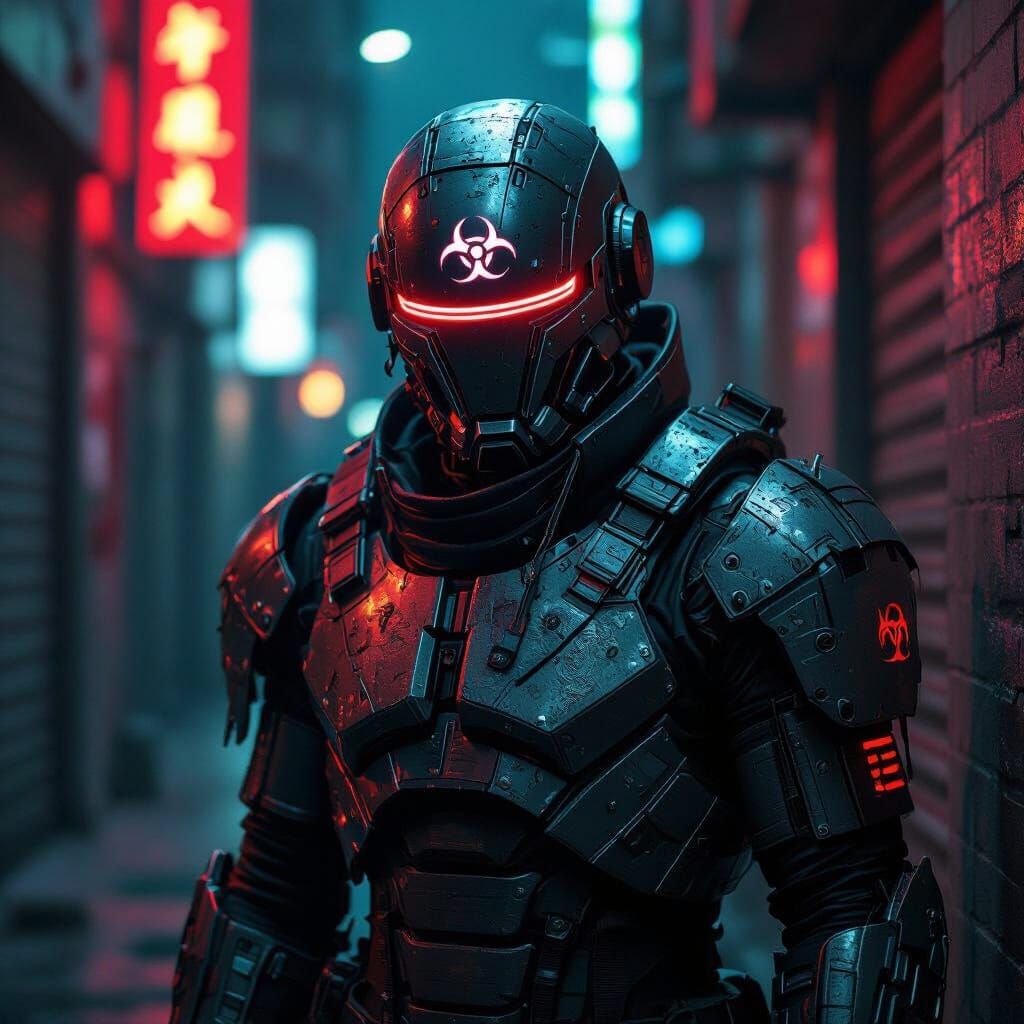 Cyberpunk beast with biological danger  