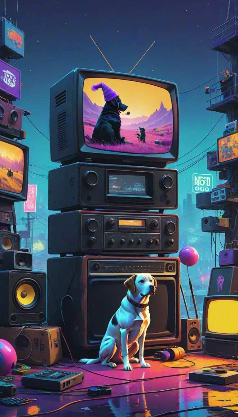 New Year's card 2025. Use the purple color, the numbers 2025, gifts, and a purple video camera like on television, a studio microphone, a TV...