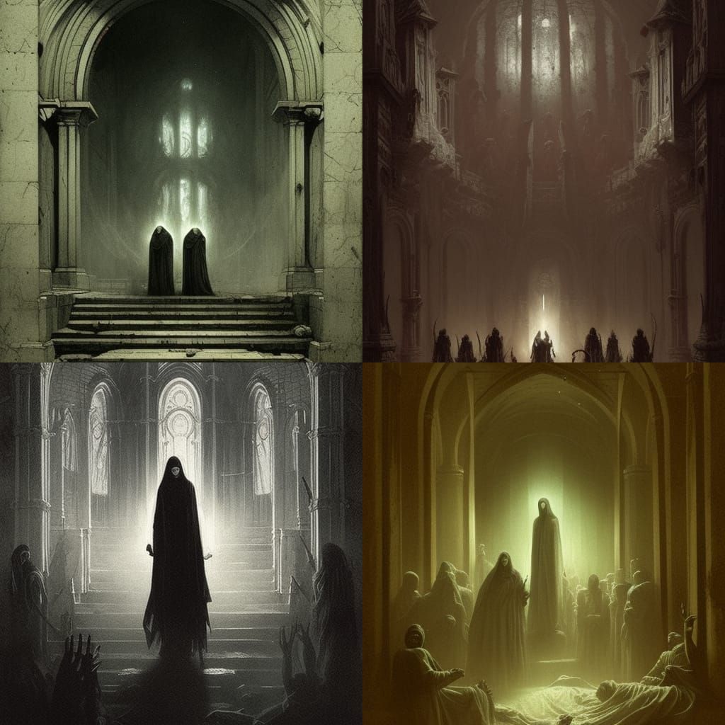 zombies,nun,temple,blood,battle - AI Generated Artwork - NightCafe Creator