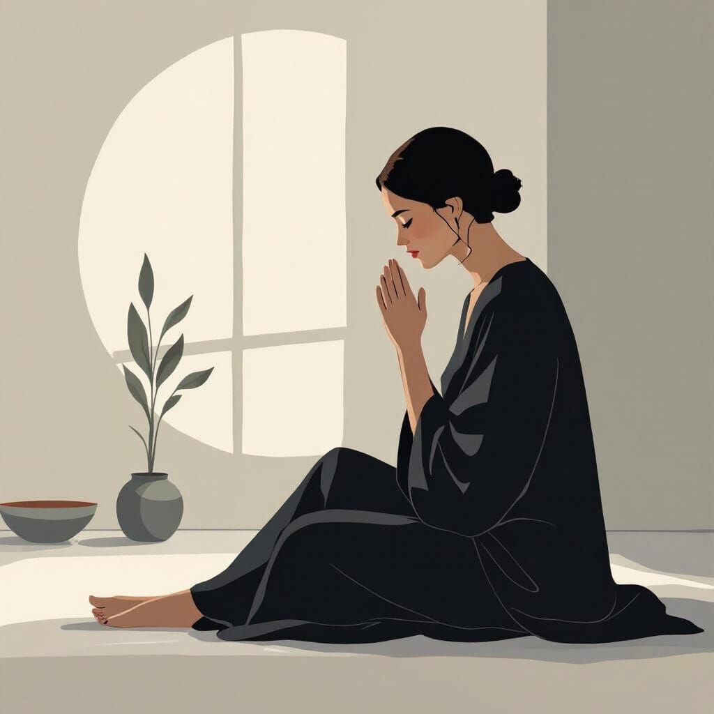 Serene Fasting Person in Minimalist Style
