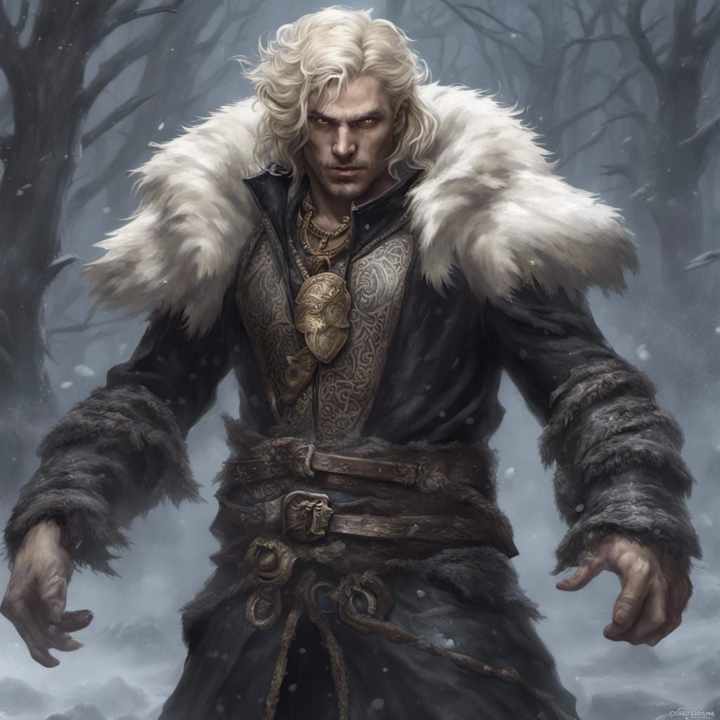 chaos sorcerer, male, 30 years old light blonde hair, no beard, pale ...