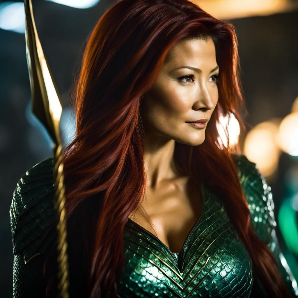 Kelly Hu as redhead Mera in the movie Aquaman