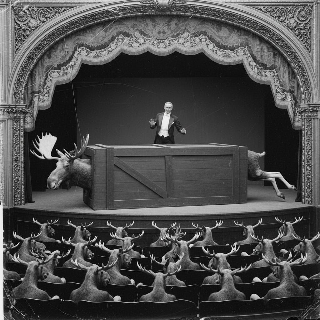 Well, the trick went about as well as expected, but moose herds are extremely jaded.  Sawing a moose in half was old hat for this sophisticated crowd.