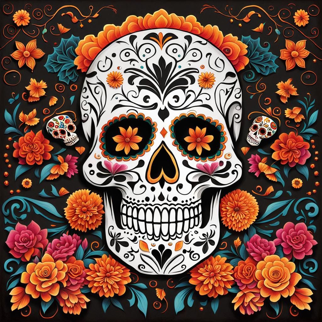 evocative scene centered around a Day of the Dead- 2