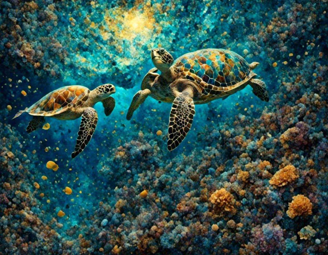 Sea turtles glide with grace - AI Generated Artwork - NightCafe Creator