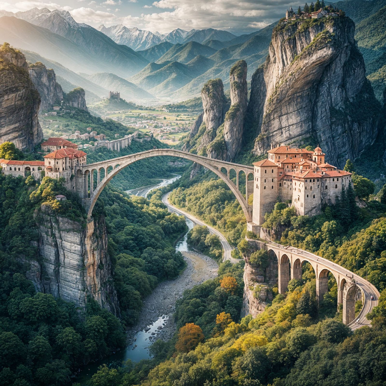 Bridge across mountains