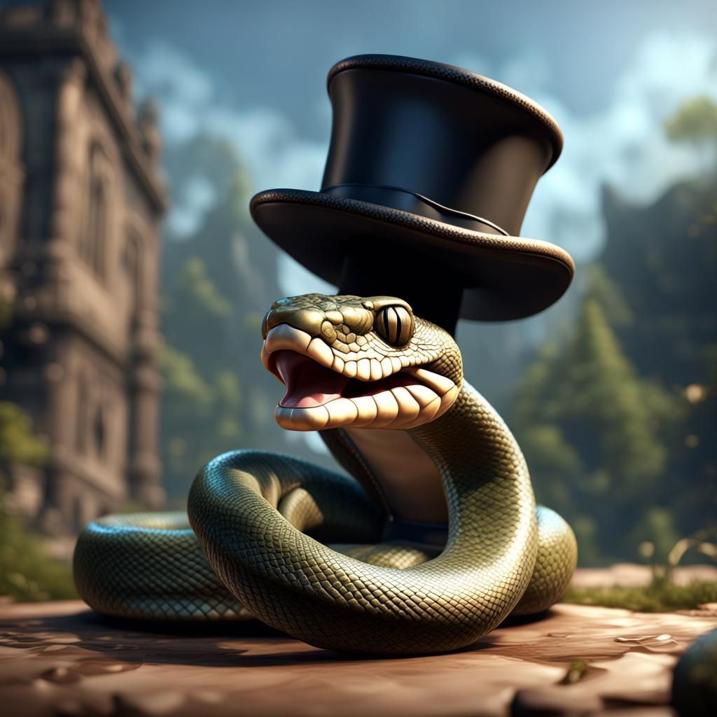 Snake with top hat AI Generated Artwork NightCafe Creator